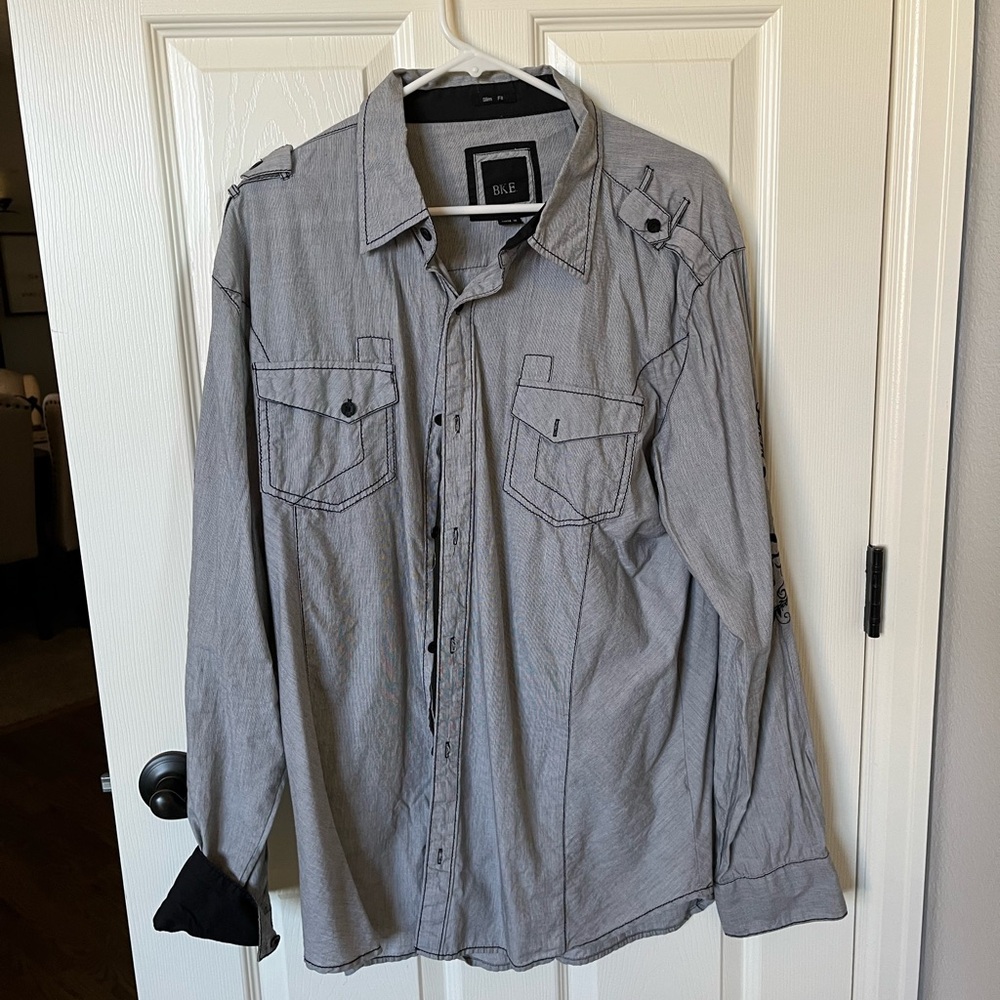 BKE Gray Casual Button Down Shirt